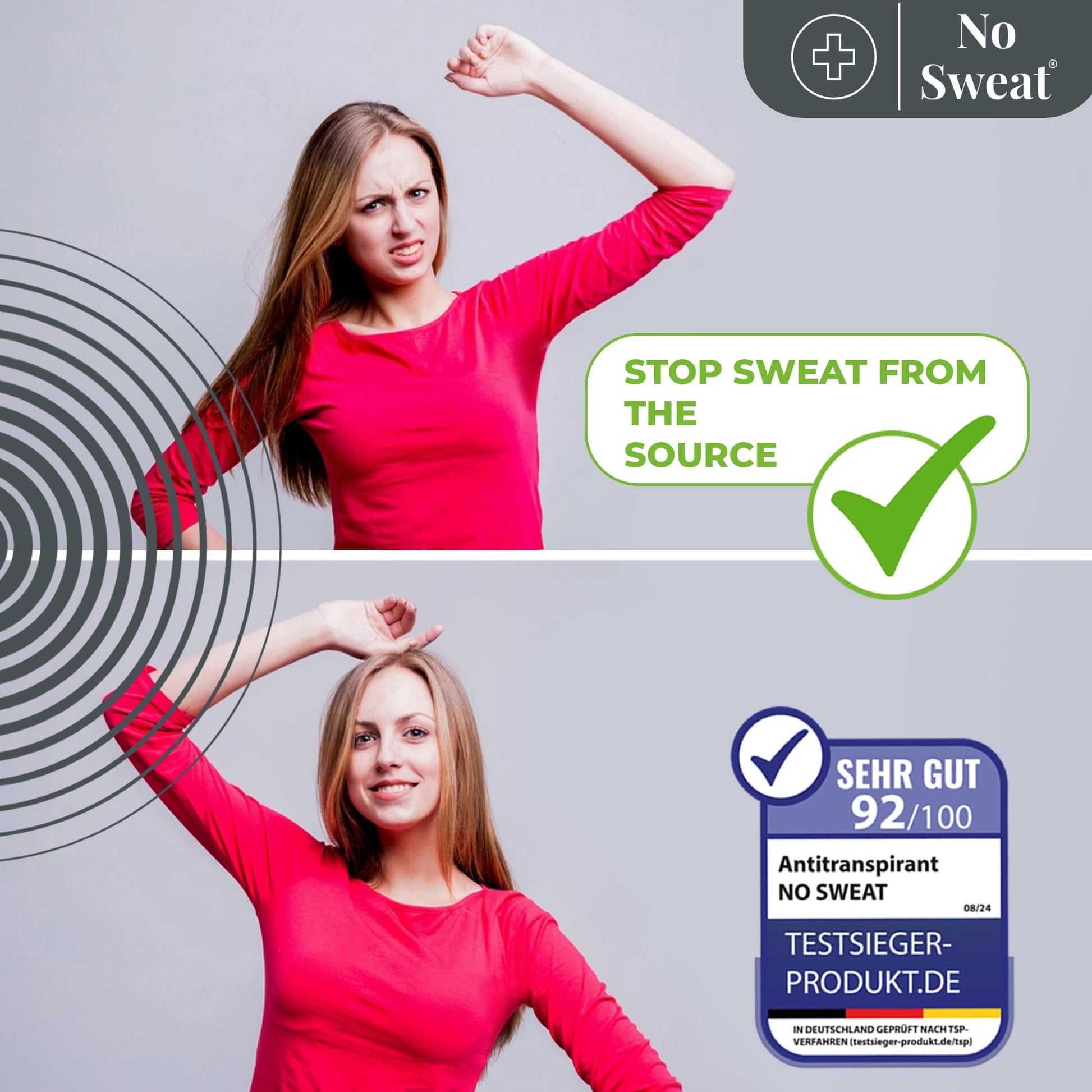 Close up of No Sweat 50ml clinical antiperspirant packaging