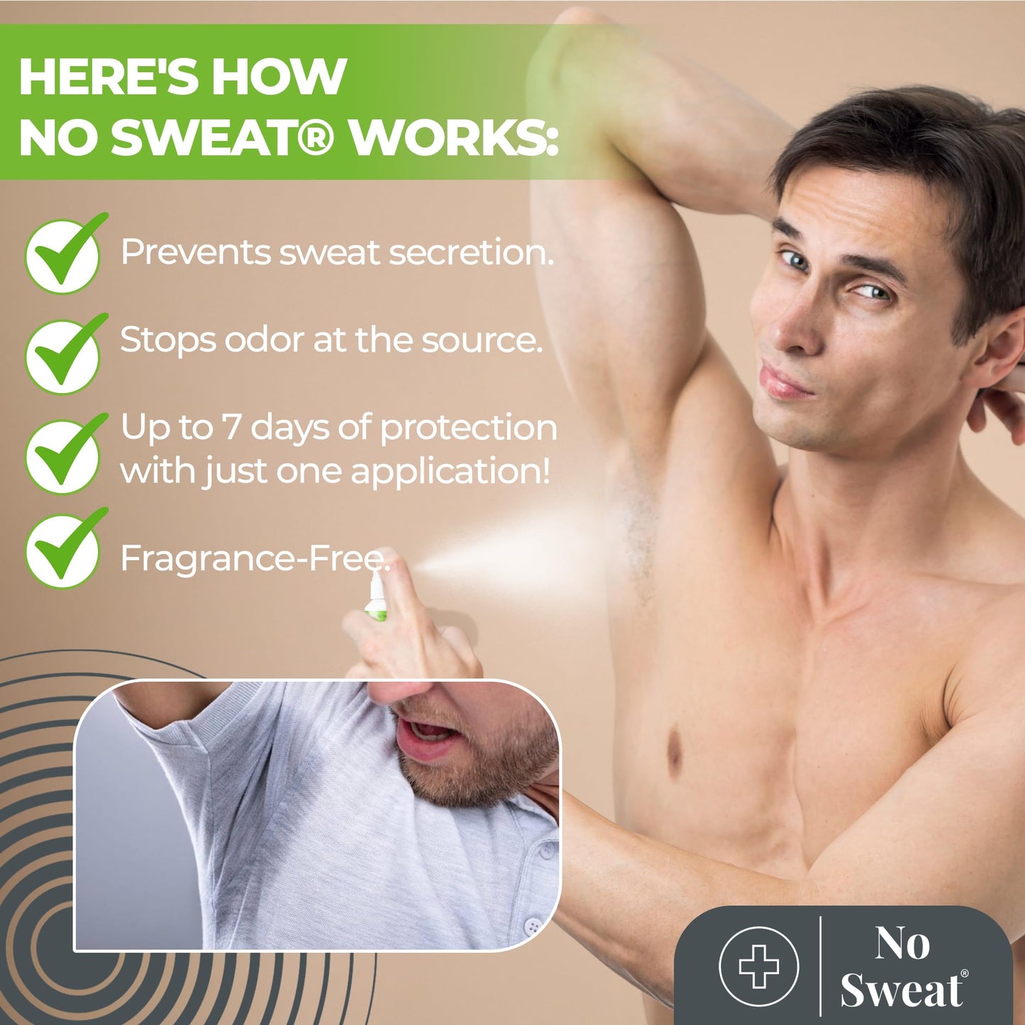 No Sweat unscented antiperspirant spray bottle label