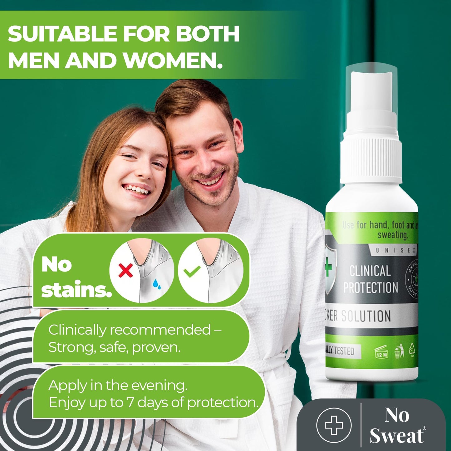 Clinical strength sweat protection spray for men and women