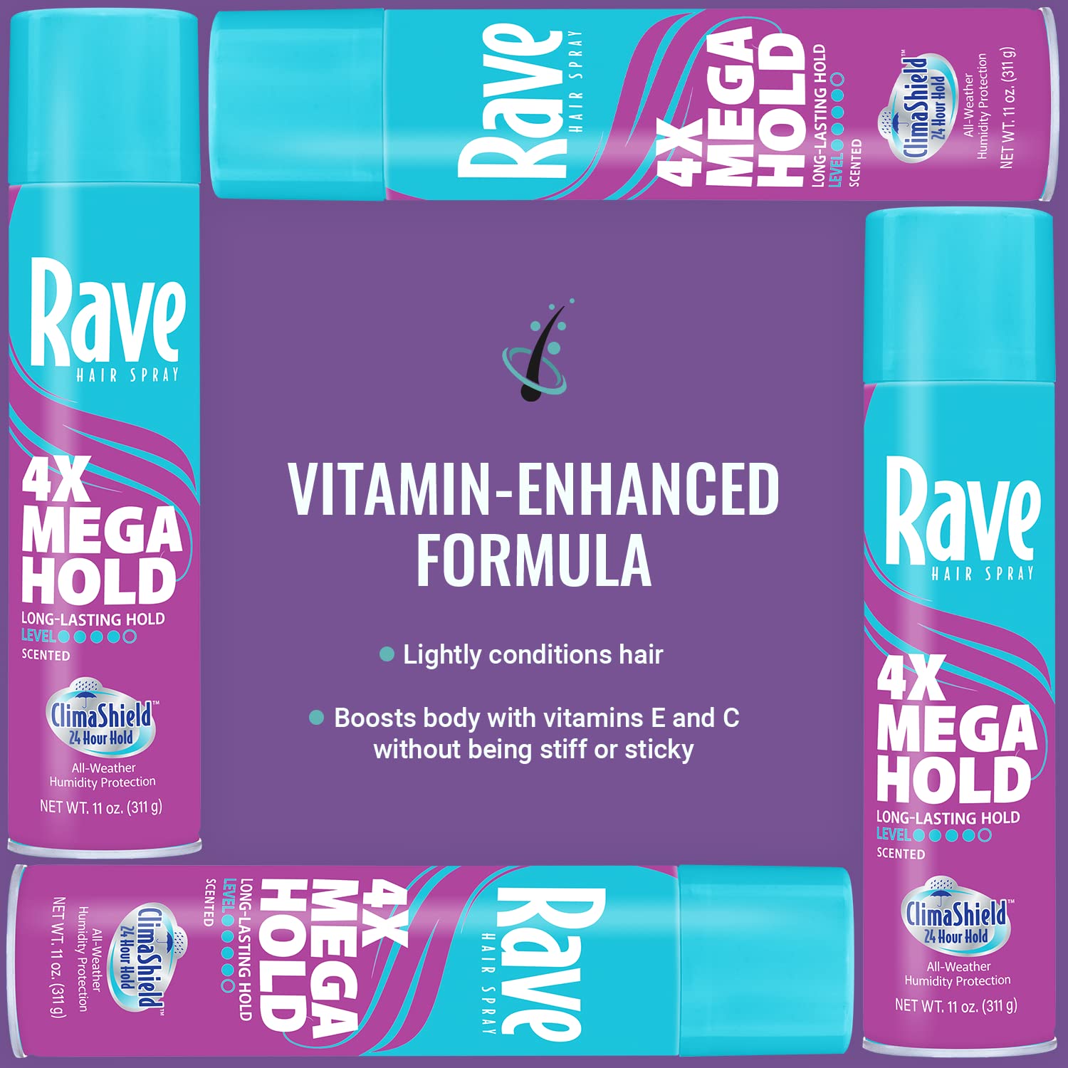 Rave all weather protection anti humidity aerosol spray for modern hairstyling needs
