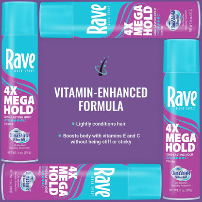 Rave all weather protection anti humidity aerosol spray for modern hairstyling needs
