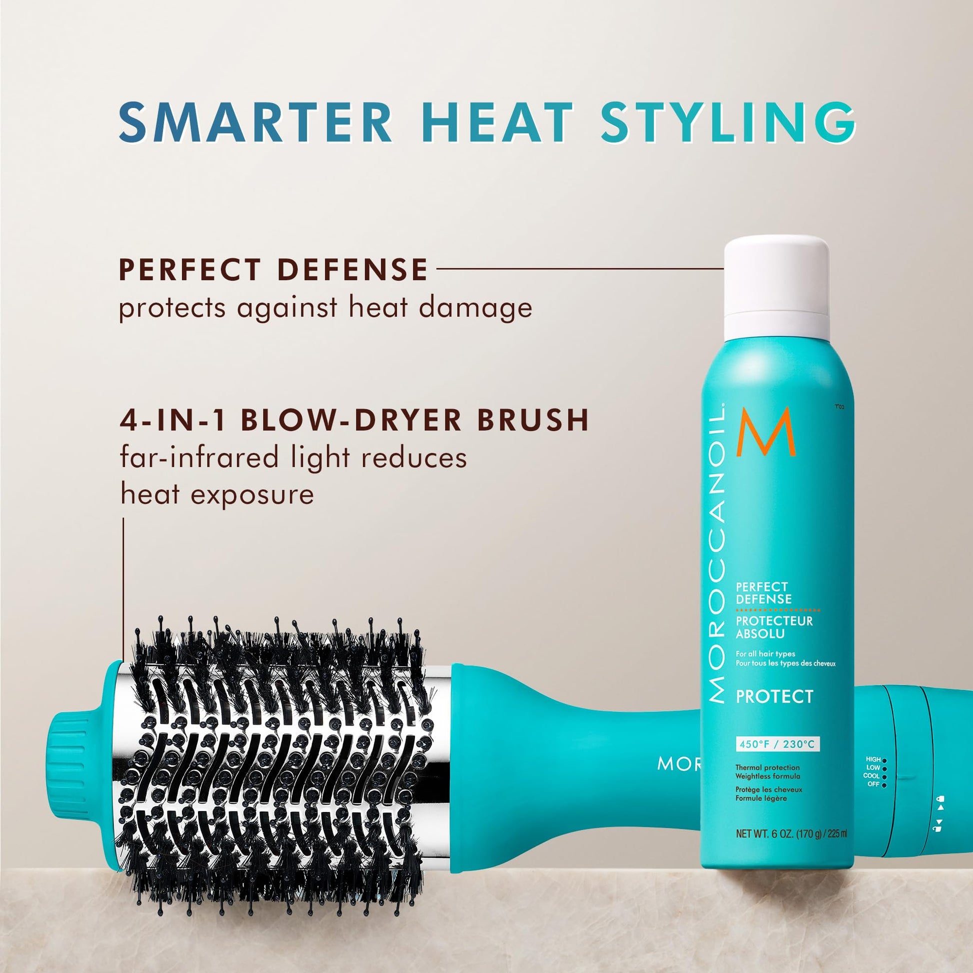Moroccanoil professional hair spray for protection up to 230 Degrees Celsius