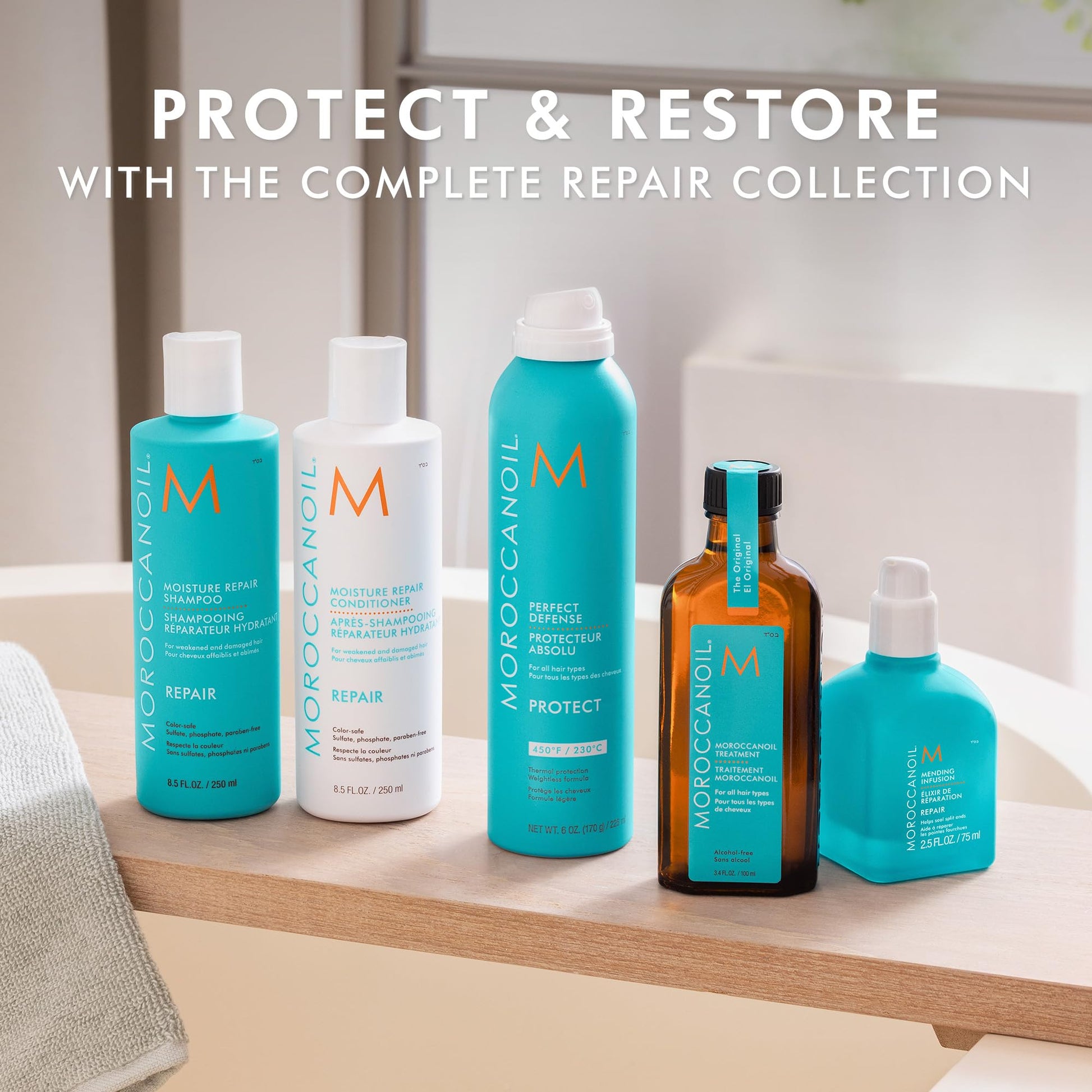 Argan oil infused Moroccanoil thermal barrier spray close up