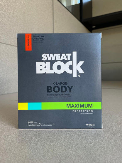 SweatBlock wipes 10 count box lifestyle product shot
