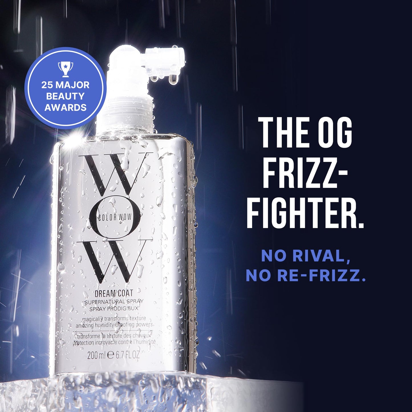 Back label of Color Wow anti frizz spray detailing product ingredients