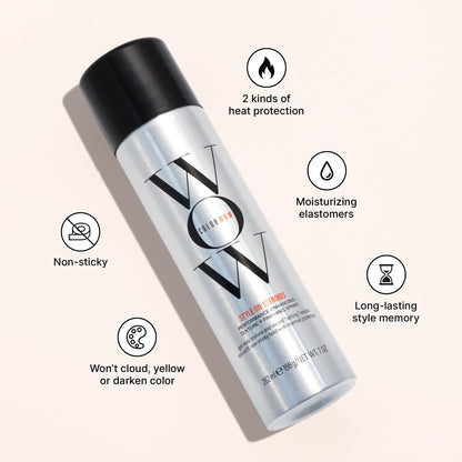 Color-safe non-sticky finishing spray by Color Wow for long lasting hair volume