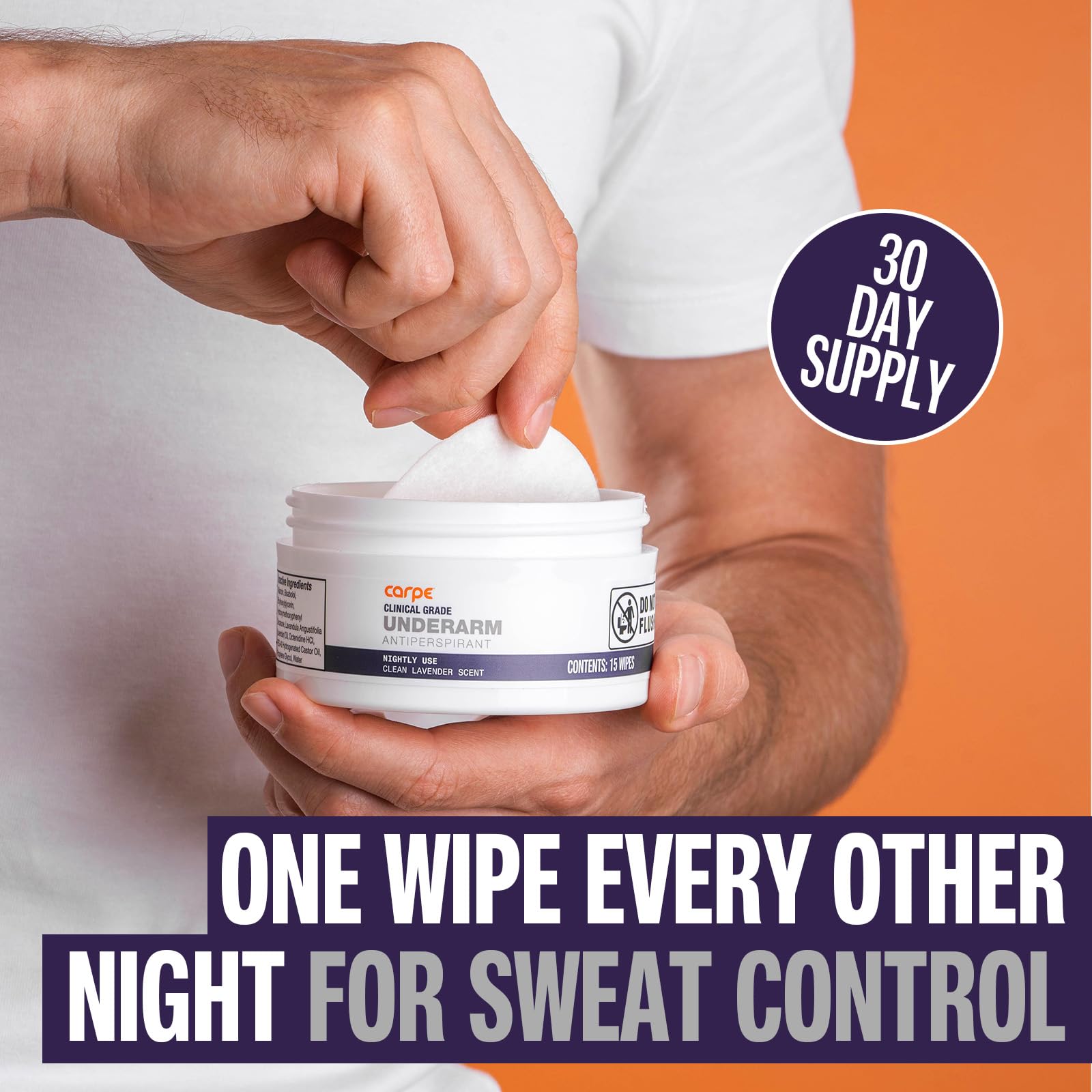 Usage demonstration of Carpe clinical strength underarm treatment wipes