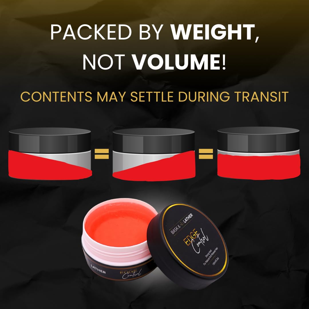 Authentic Bask and Lather Edge Control Gel jar top view illustrating the official brand logo