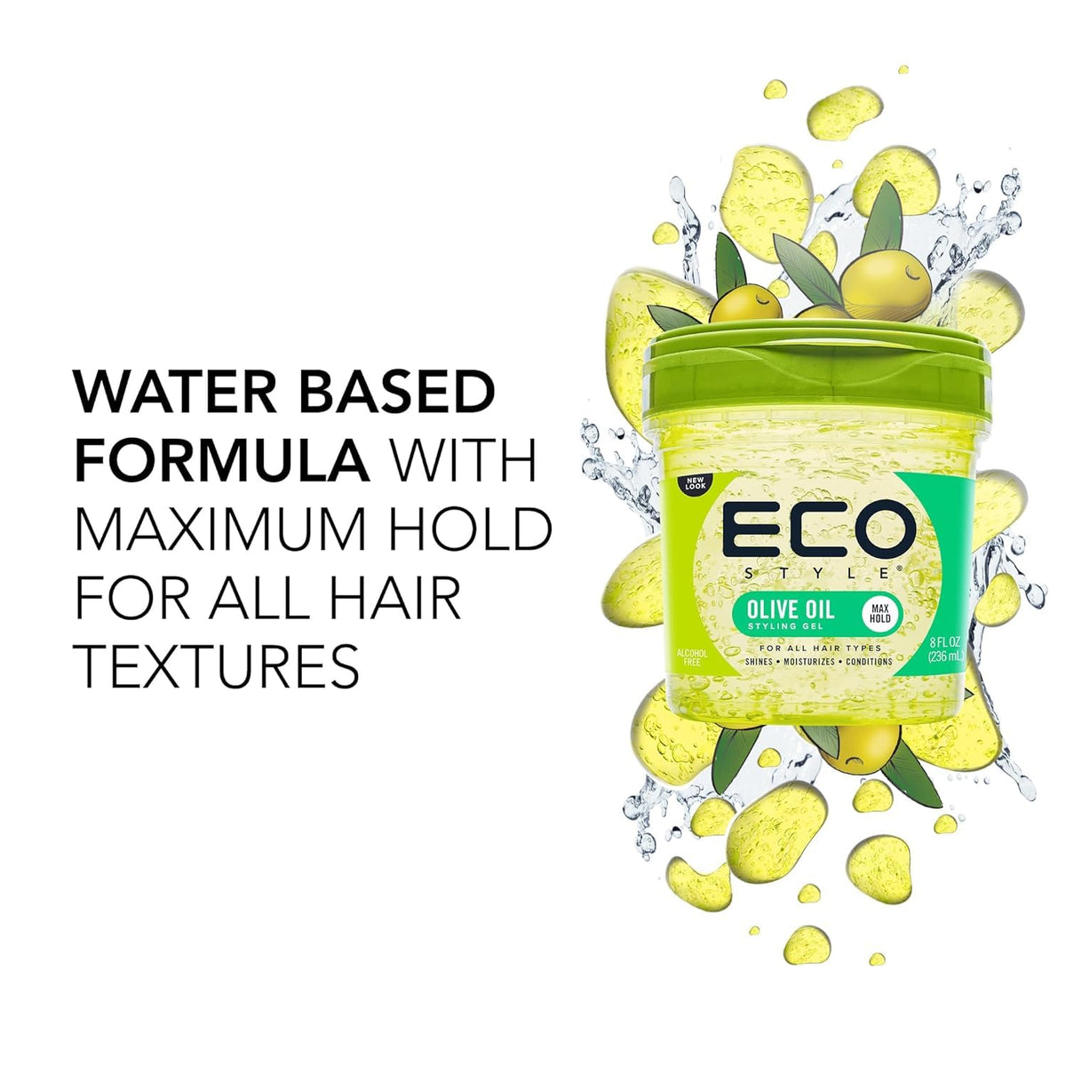 Authentic USA imported Eco Style olive oil hair gel for curl definition