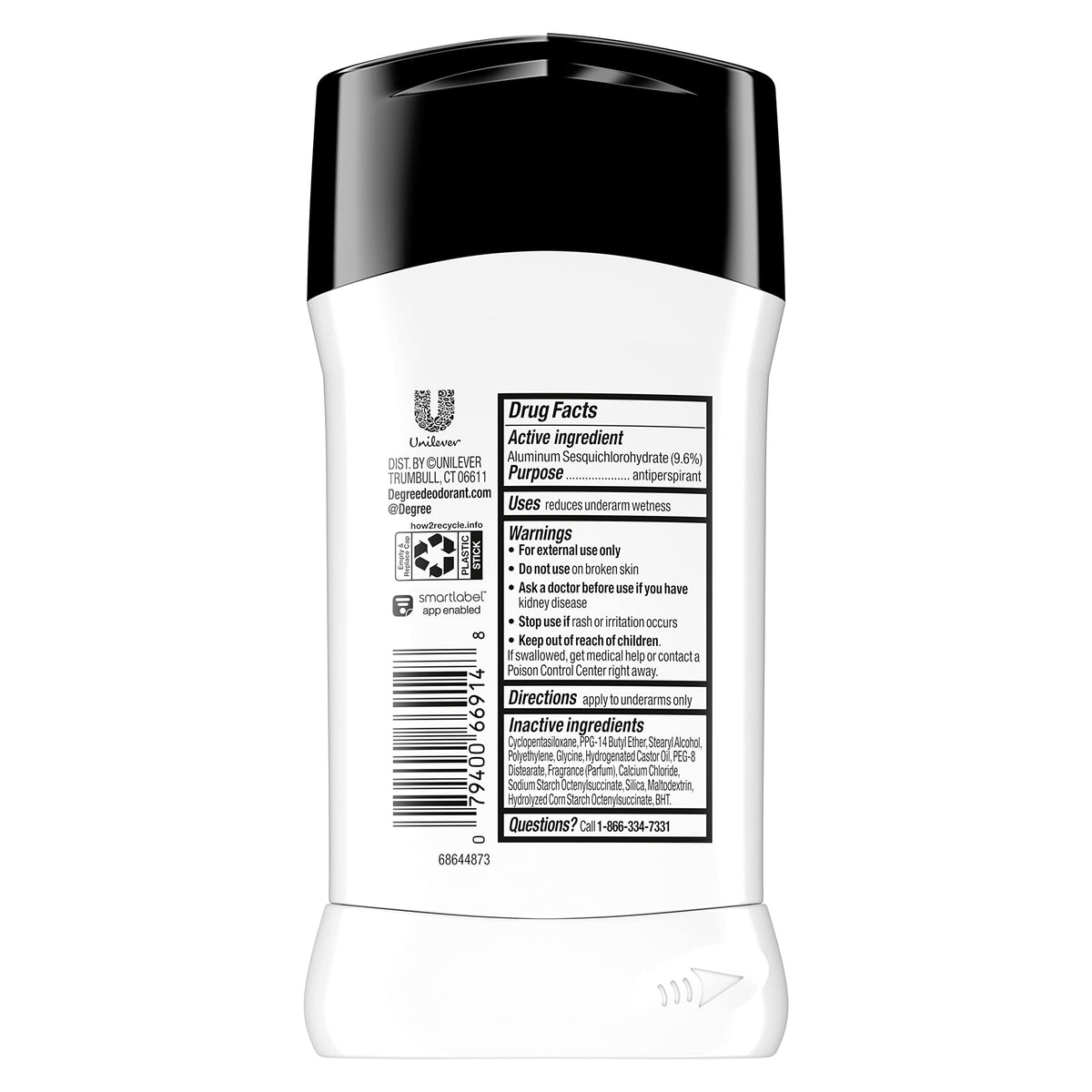 Degree Men antiperspirant deodorant stick label details