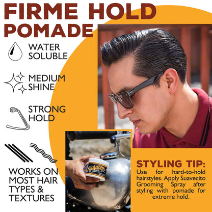 Suavecito medium shine mens styling wax container side layout