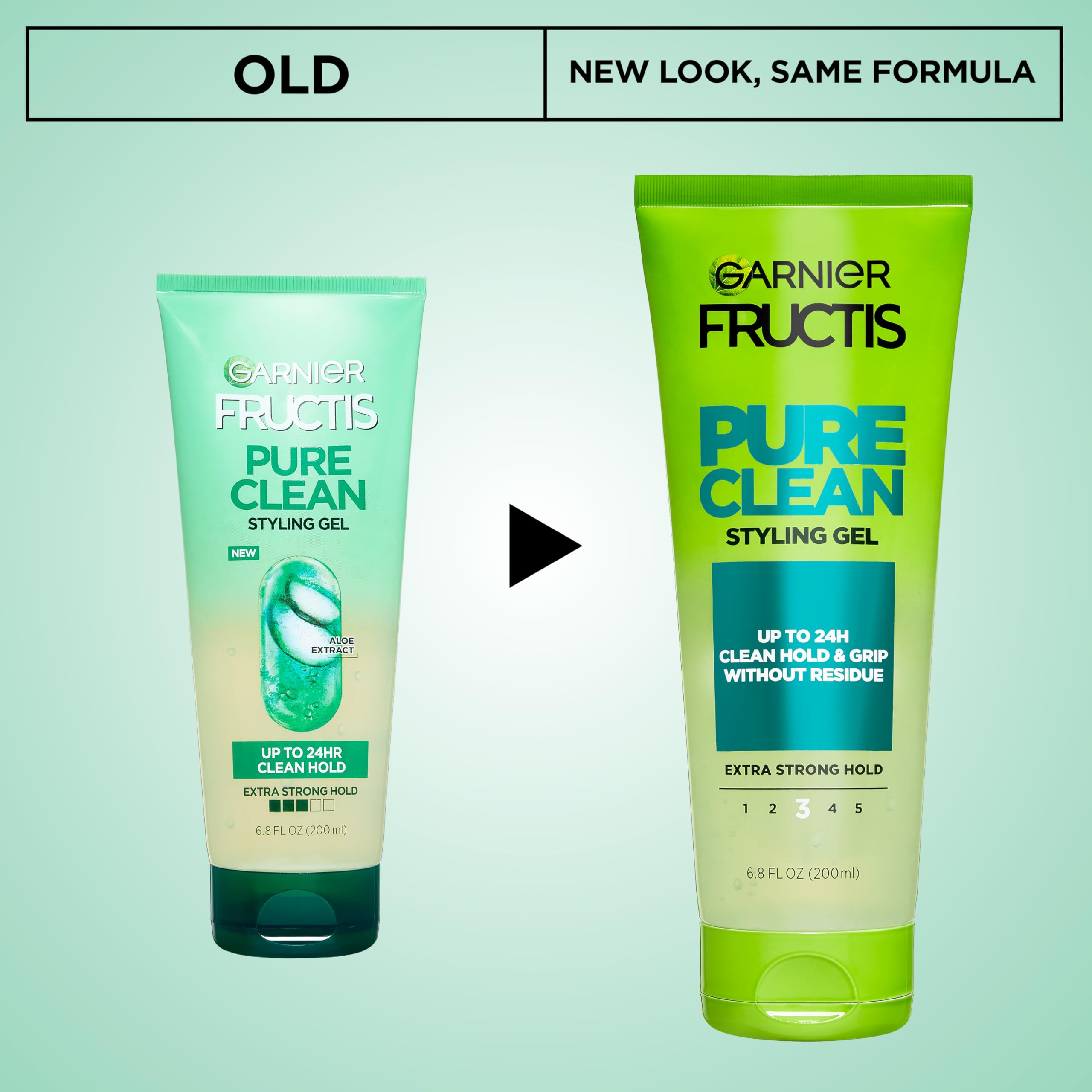 Garnier Fructis non flaking extra strong hold hair gel packaging details