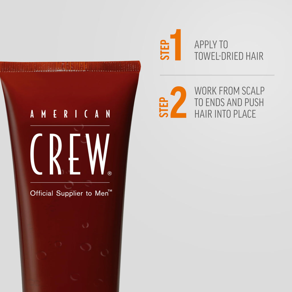 Moisture rich Vitamin B5 enriched American Crew gel for thicker looking hair