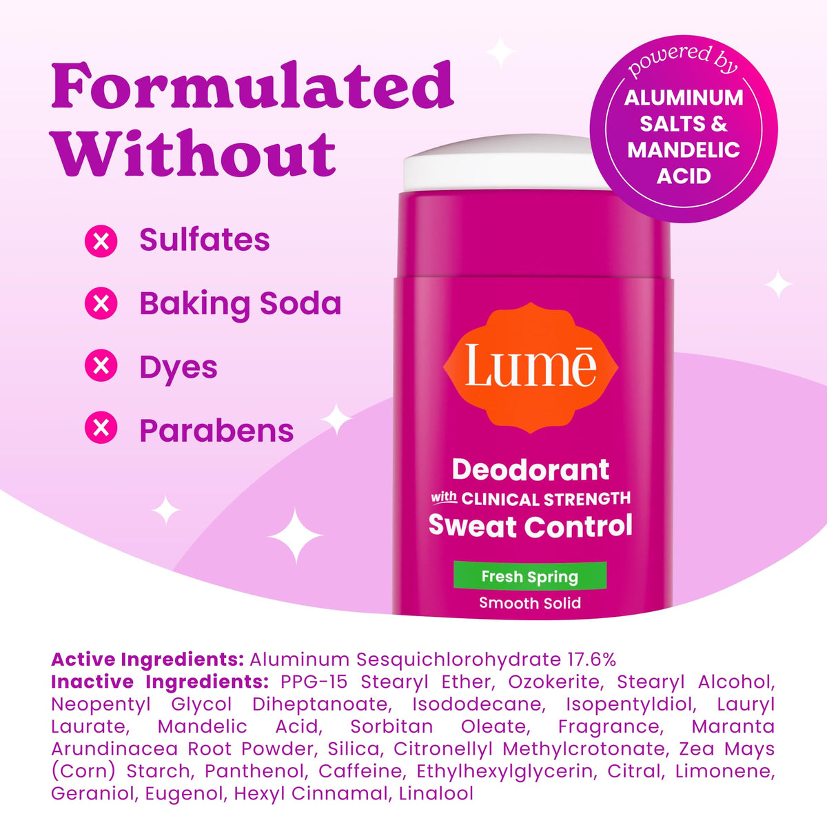 Lume clinical strength deodorant stick side profile