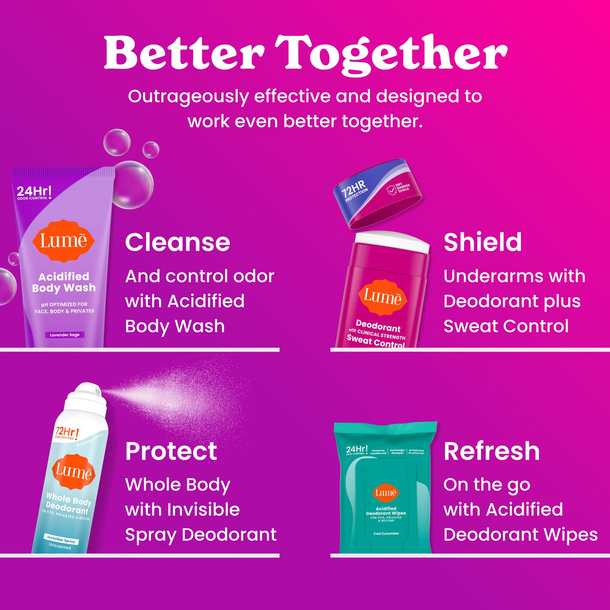 Lume authentic USA sourced beauty product lifestyle presentation