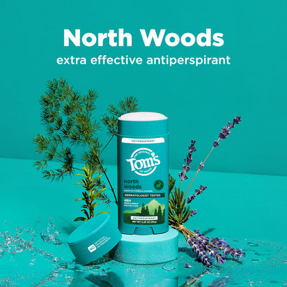 Tom's of Maine North Woods 3.25 ounce deodorant packaging side profile