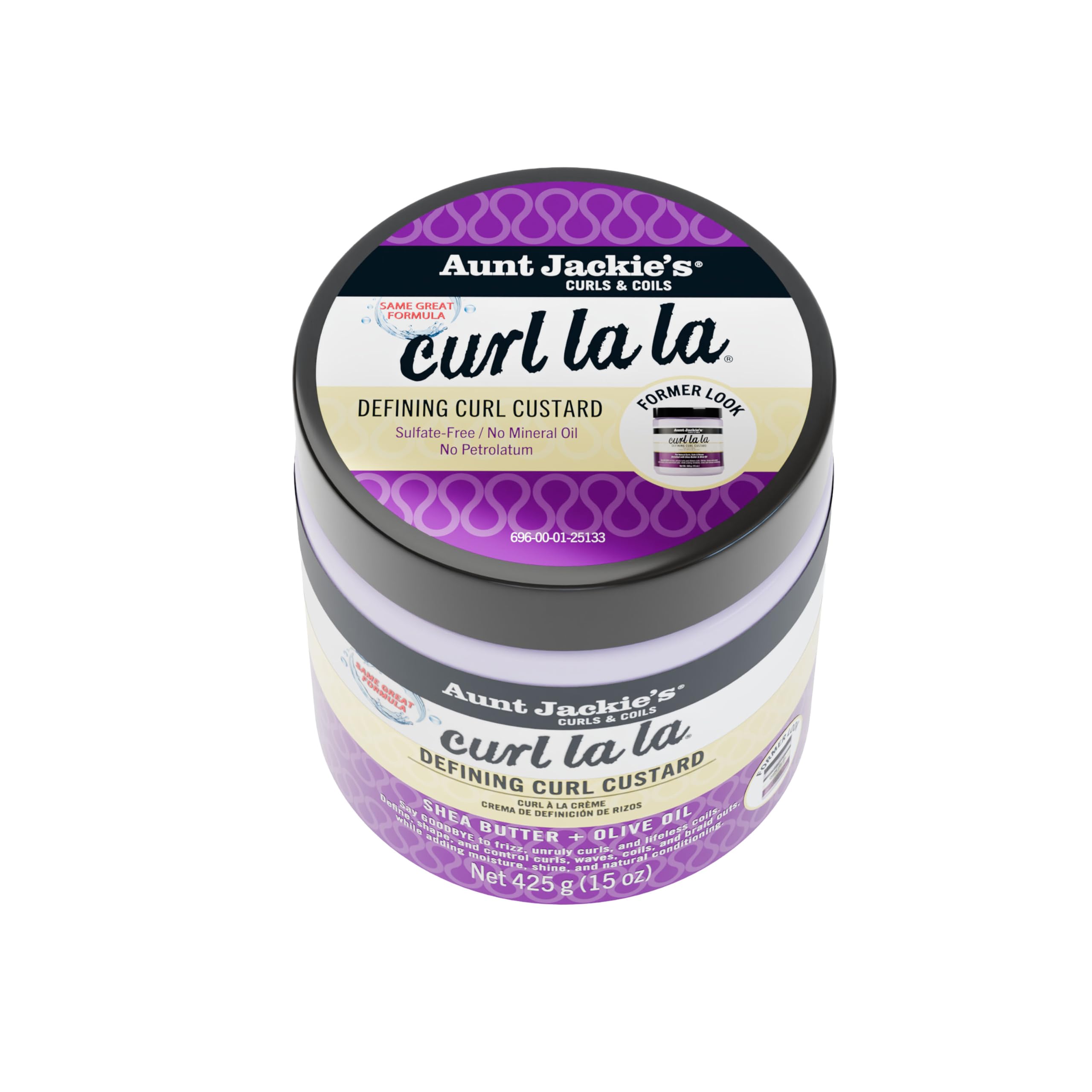 Aunt Jackie's Curl La La defining curl custard enriched with shea butter and olive oil