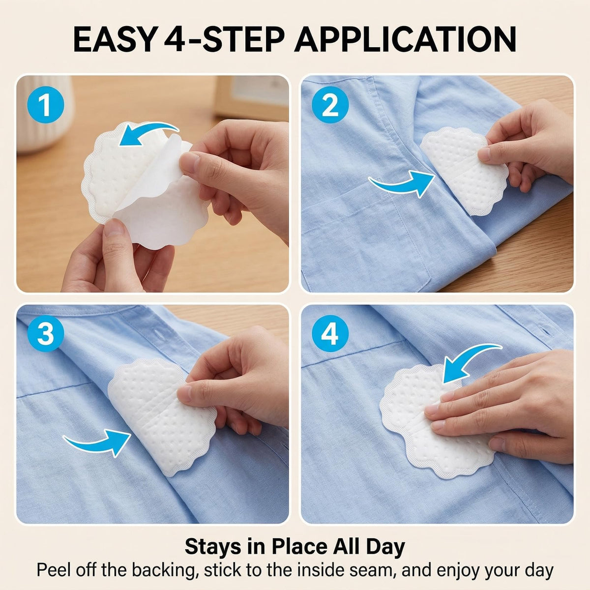 Unwrapped single use sweat pad for men and women