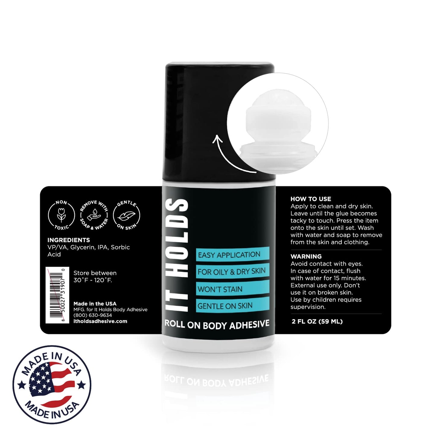 Jomi Compression roll on glue applicator for clothing and skin