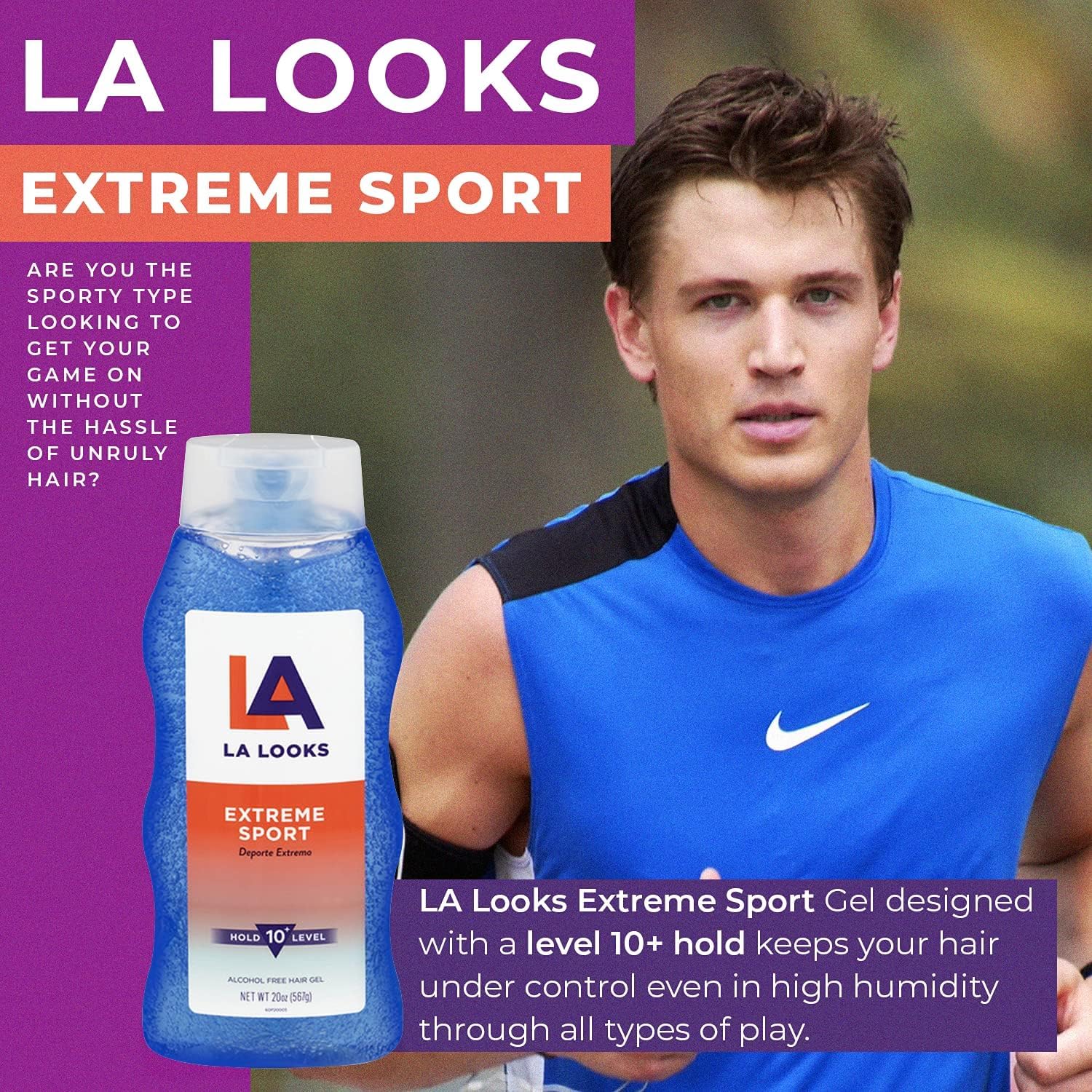 LA Looks level ten plus tri active hold blue gel for curly hair definition
