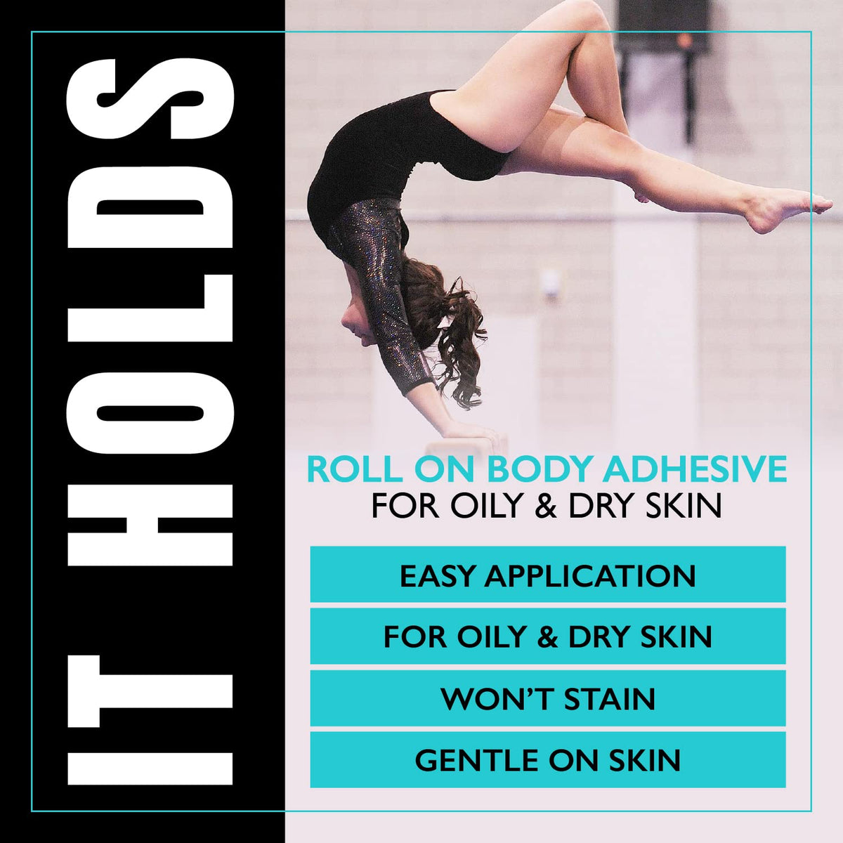 Application of fashion glue on skin and fabric