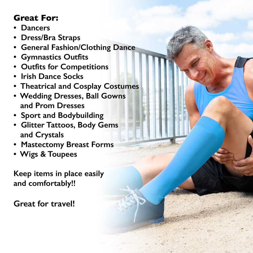 Sweat resistant body adhesive bottle side profile