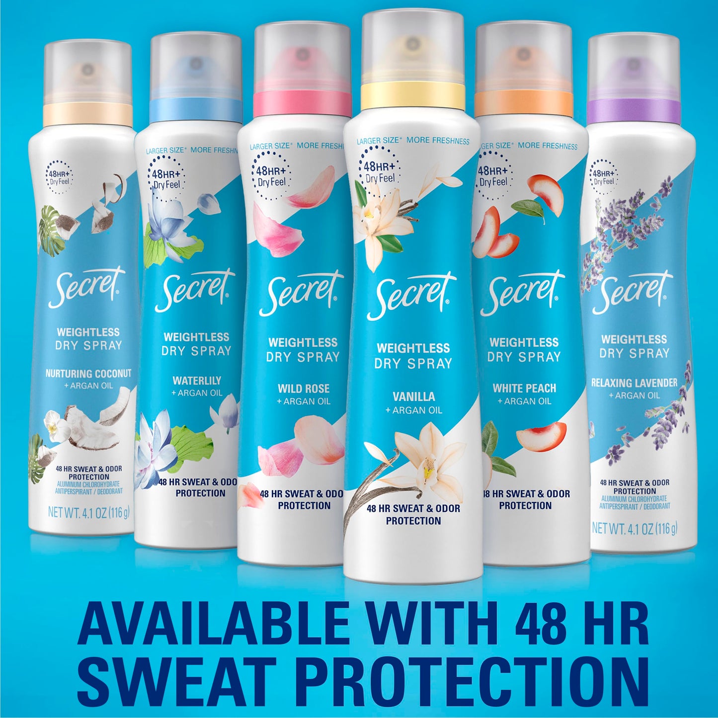 Secret antiperspirant dry spray 4.1 Ounce bottle close up