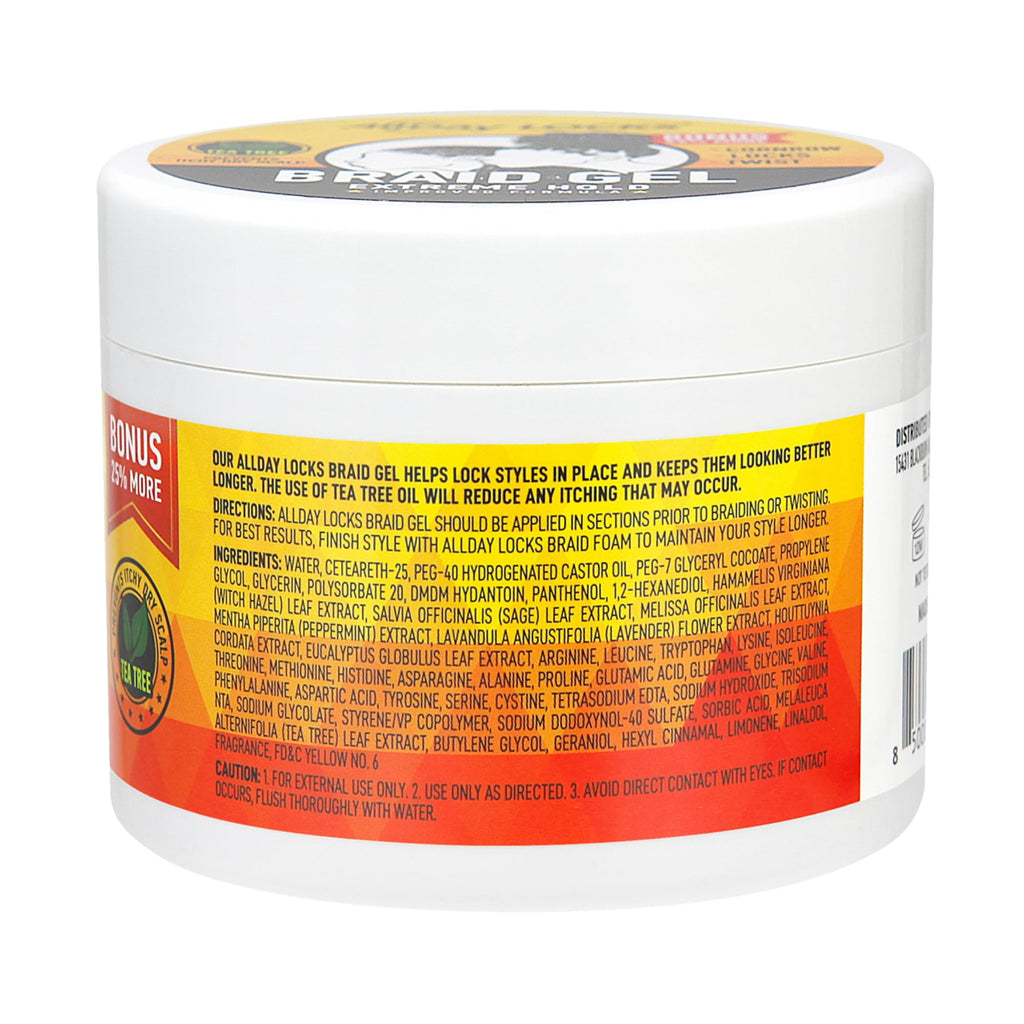 Premium American imported edge control and lock styling gel jar angle view.