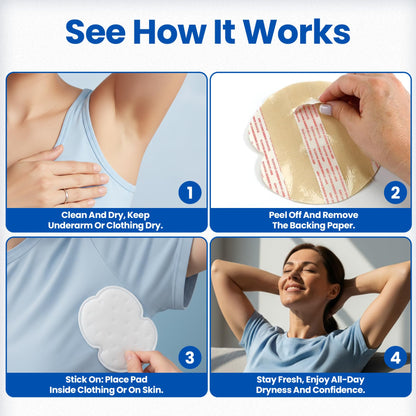 Peel and stick dress shields package contents showing individual disposable liners