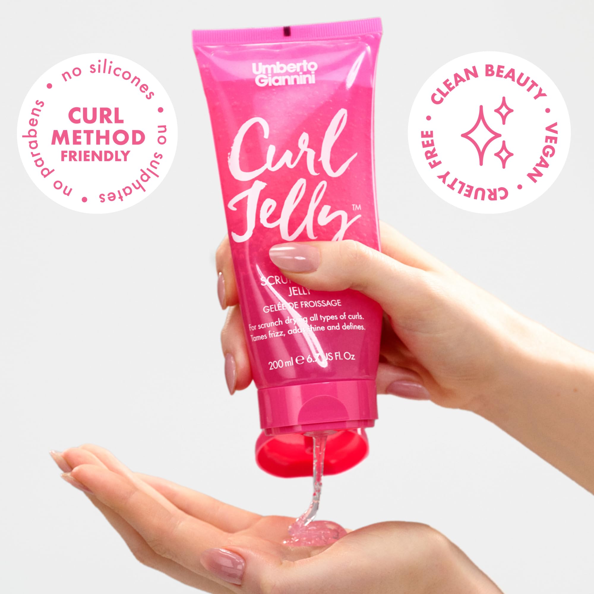 Umberto Giannini styling gel 200 milliliters packaging highlighting vegan formula.