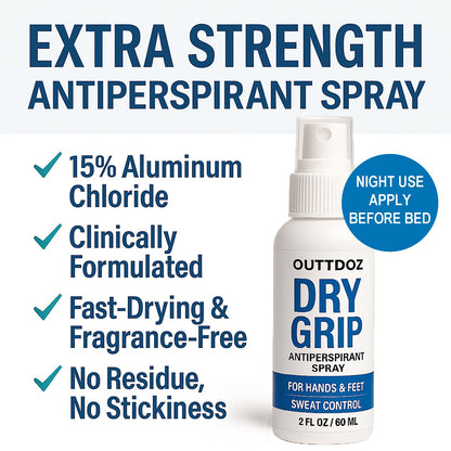 Close up of Outtdoz DryGrip spray nozzle and bottle