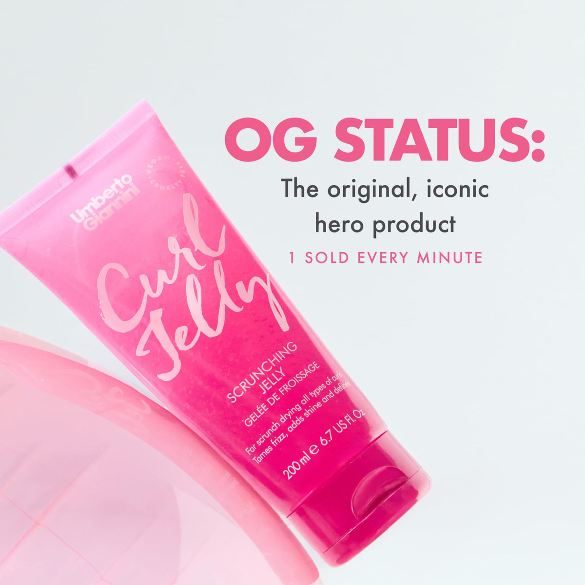 Glossy shine enhancing hair gel for natural curls and waves.