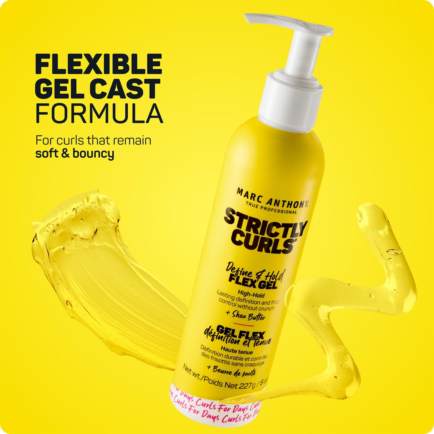 Yellow bottle of Marc Anthony frizz control gel for women