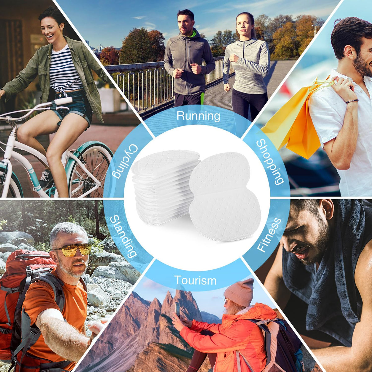 Men and women lifestyle clothing protection using sweat pads