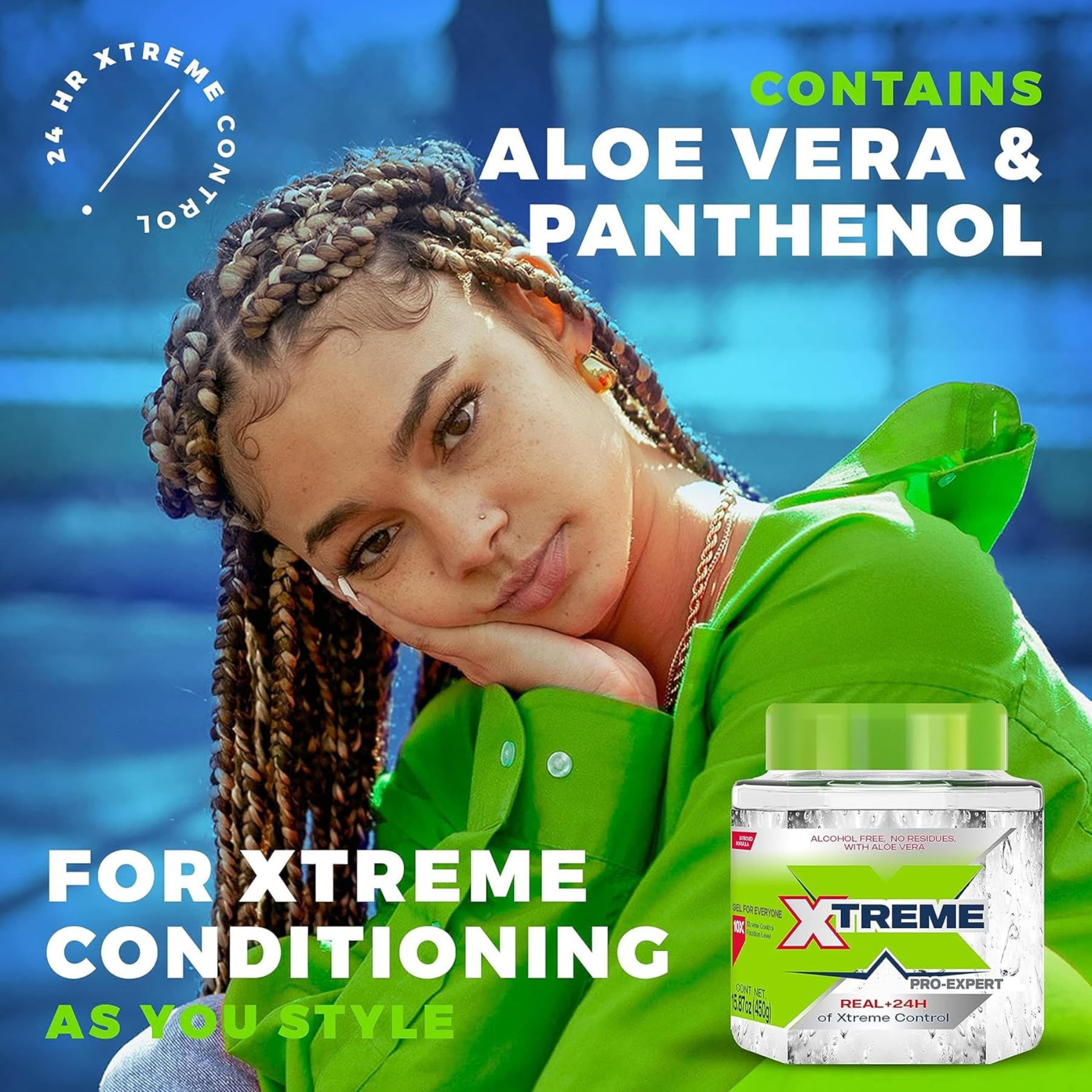 Wetline Xtreme professional styling agent showing product consistency and UV protection label.