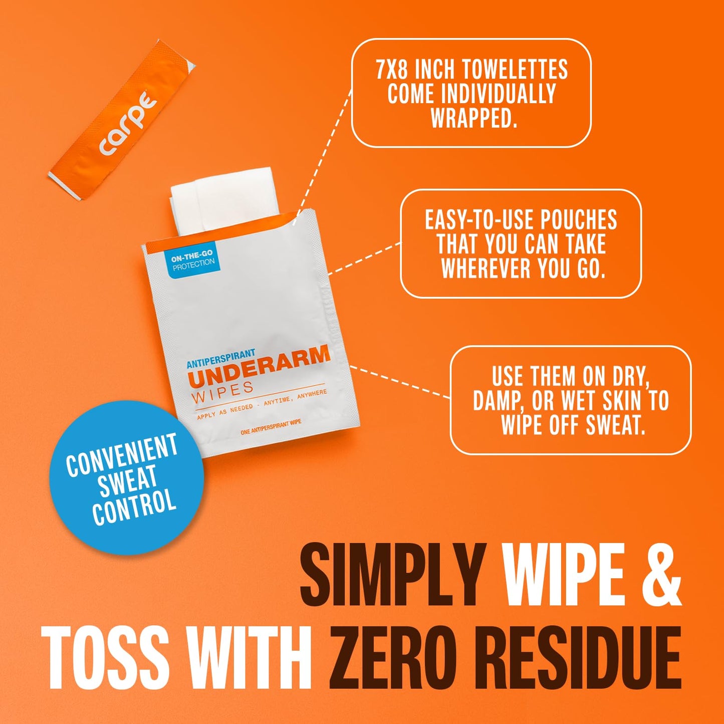 Authentic Carpe antiperspirant wipes USA import brand
