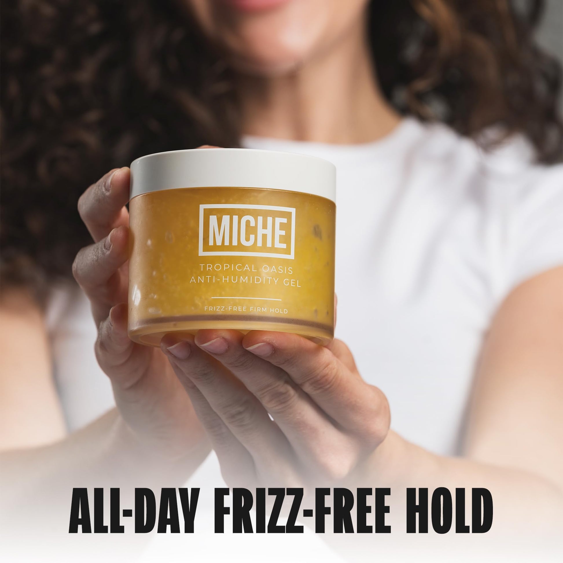 Miche Beauty strong hold styling gel for frizz-free natural curls.