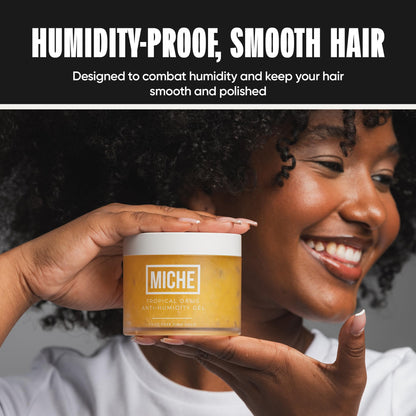 Premium frizz control hair gel for 4C hair types on plain background.