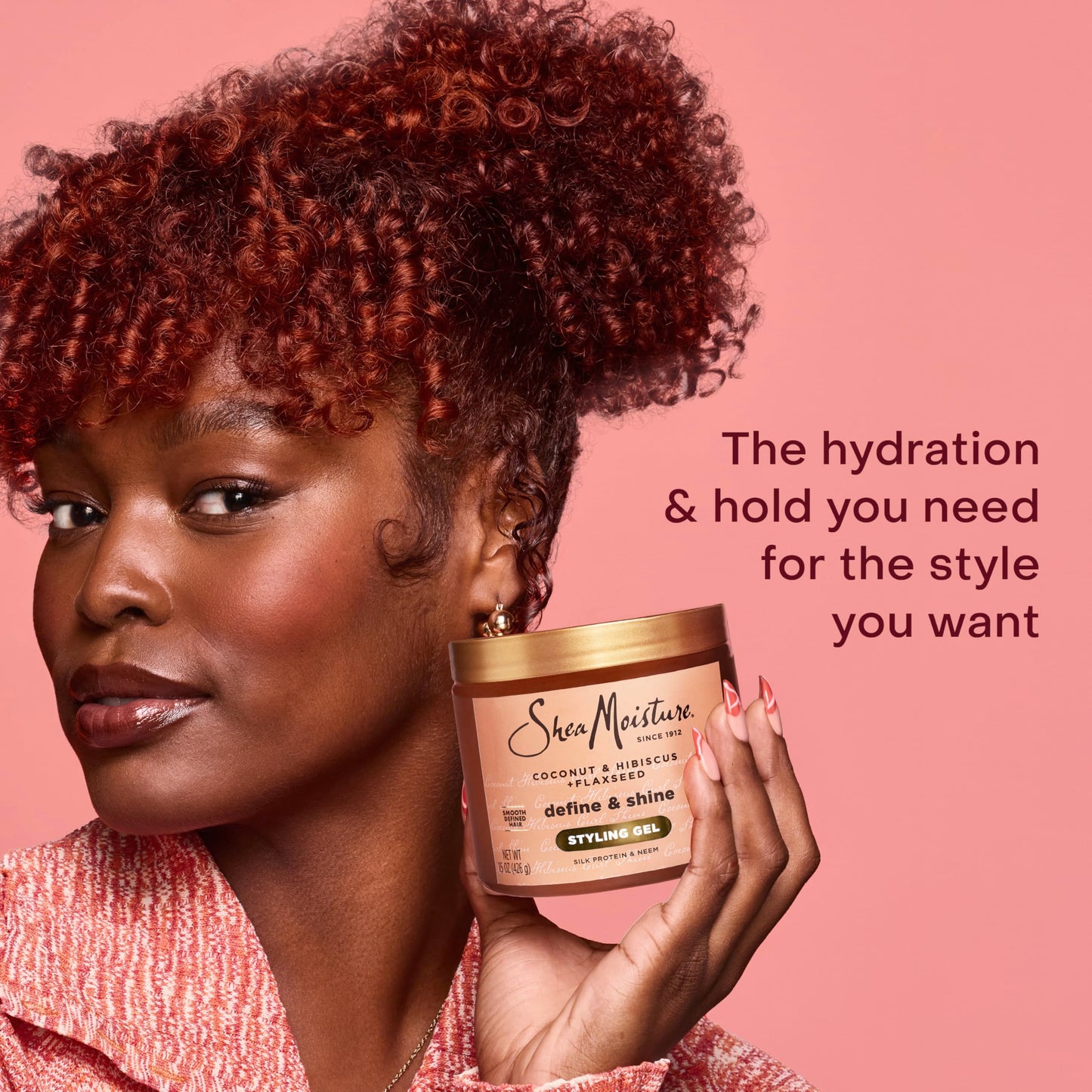 Back label of SheaMoisture Coconut and Hibiscus gel detailing the alcohol free ingredients list
