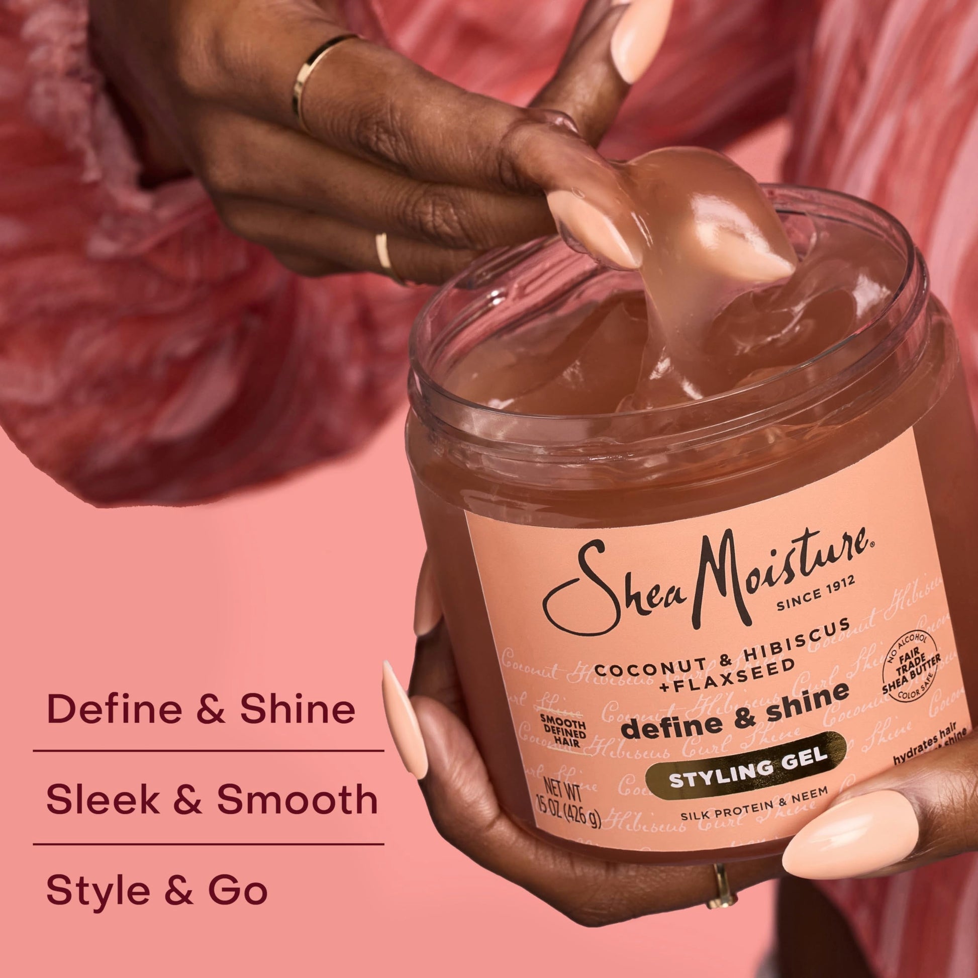 Top angle view of SheaMoisture Frizz Control gel container with securely sealed lid