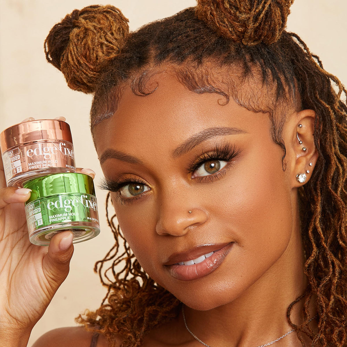 Sweet Peach scented maximum hold edge fixer gel for curly hair flyaway control