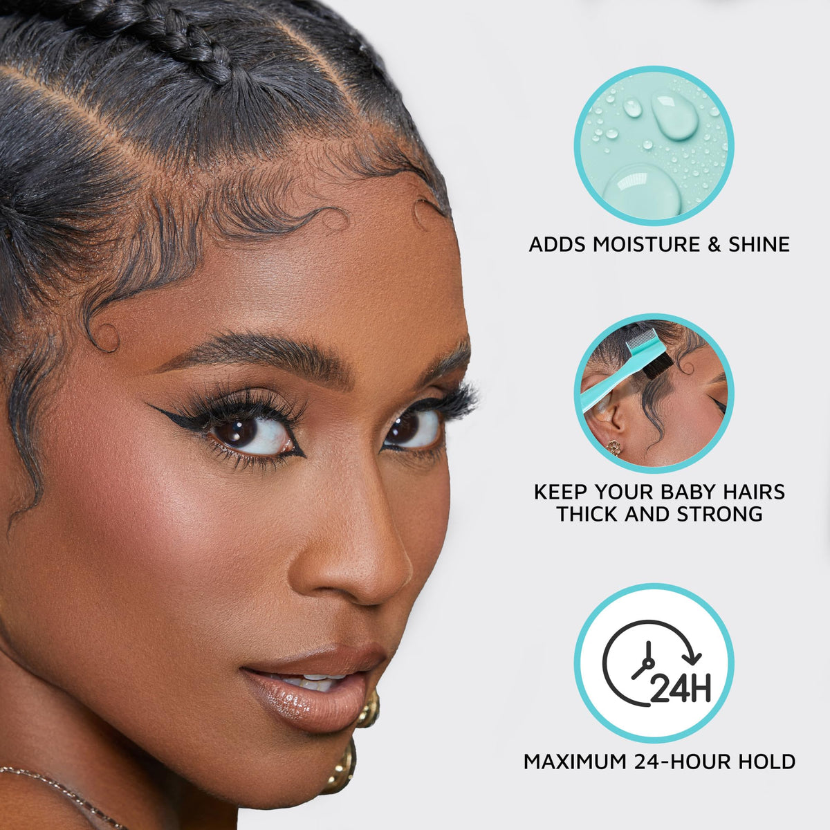 Side view of the premium rose gold lid on the KISS edge fixer hair gel