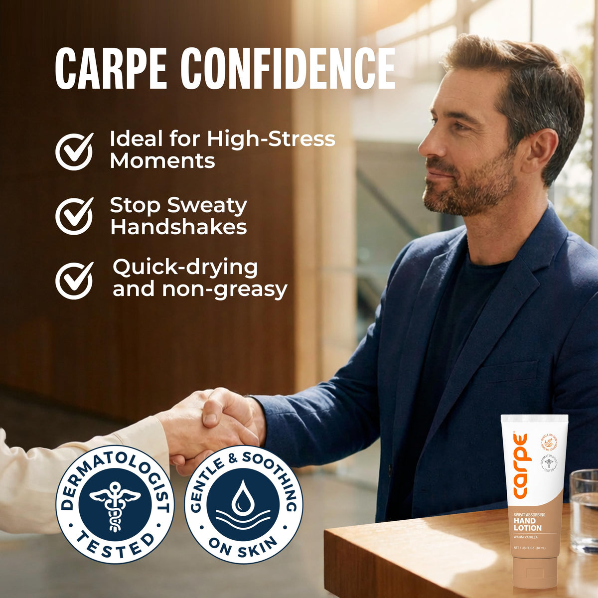 Carpe antiperspirant lotion for sweaty hands application