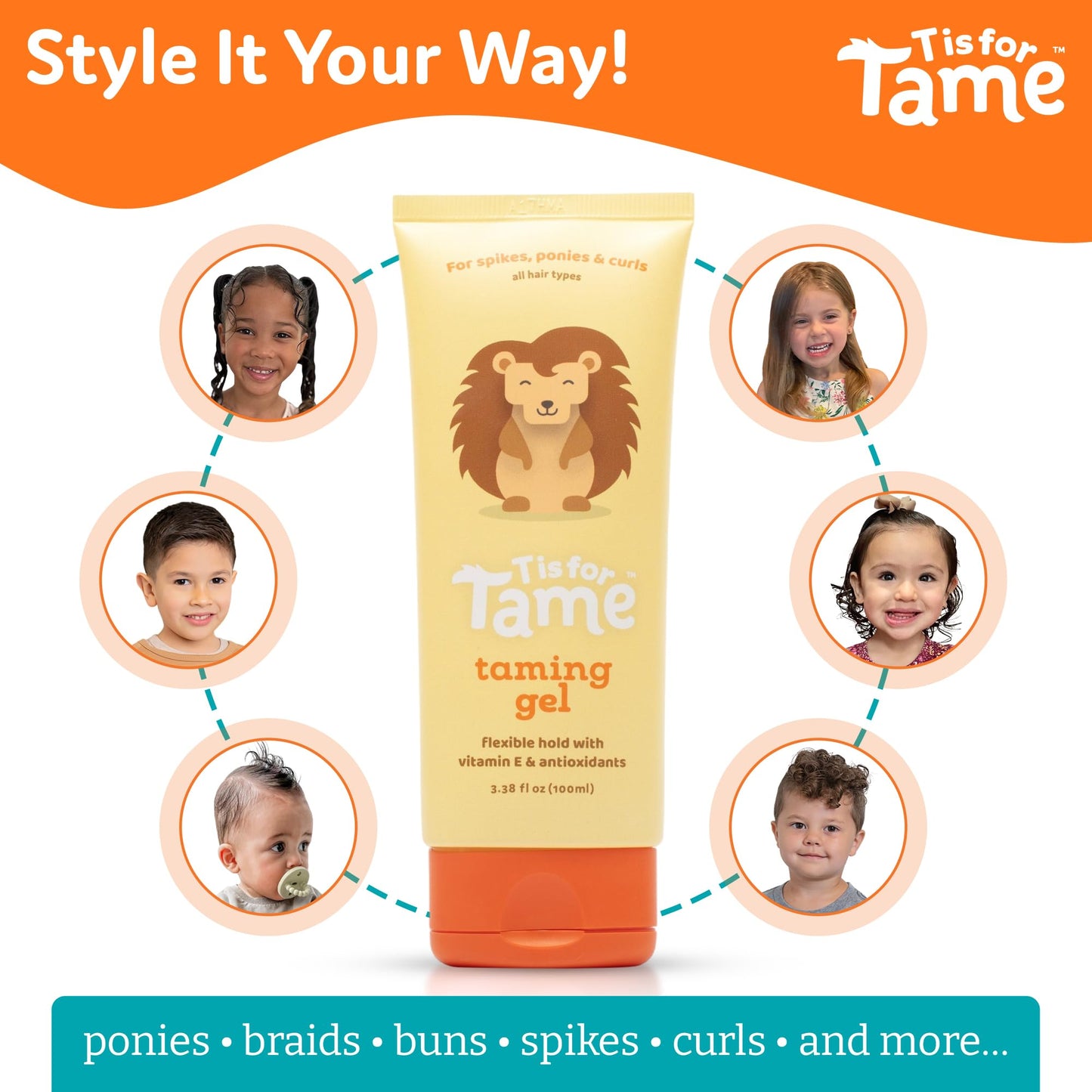 Alcohol free vegan baby hair gel for flyaways and curls
