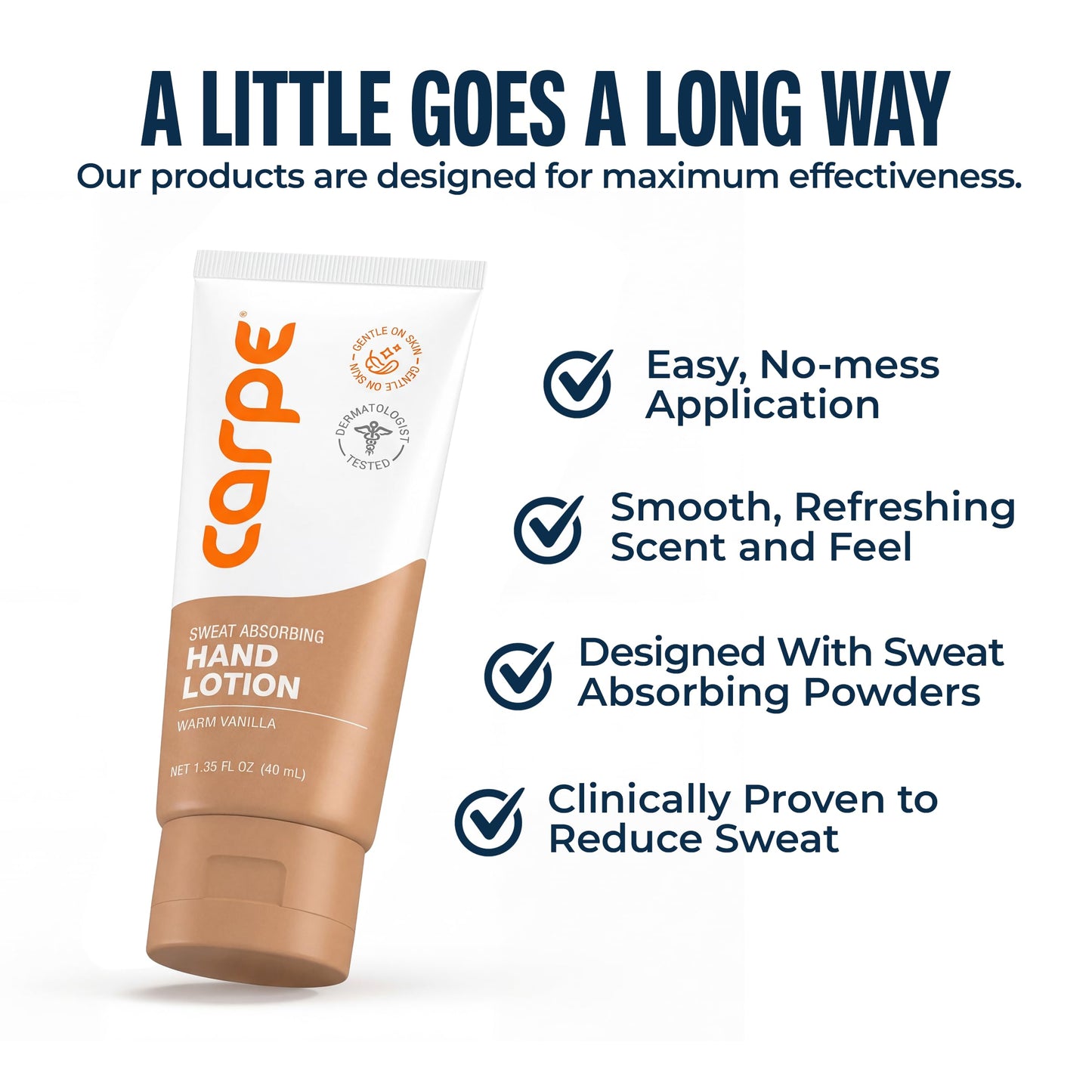 Applying pea-sized amount of Carpe antiperspirant lotion