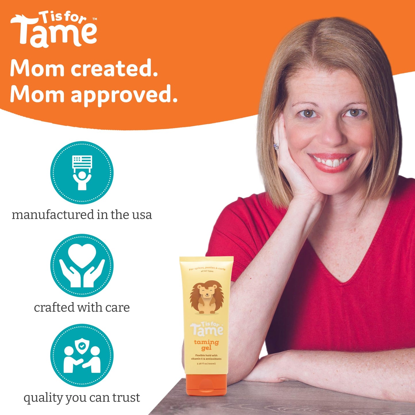 Natural ingredients list on the back of toddler hair tamer