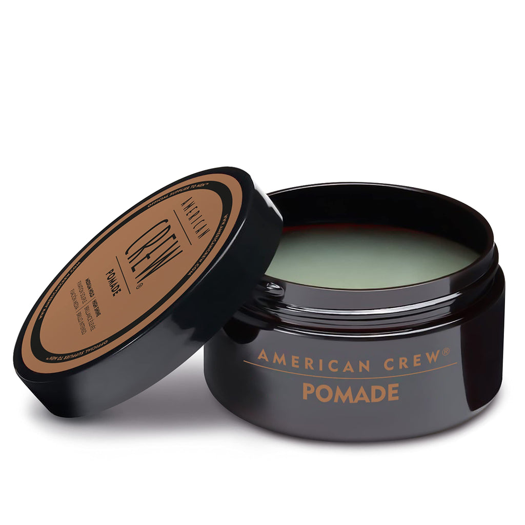 USA sourced American Crew pomade for men high shine non greasy flexible hair styling styling cream close up.