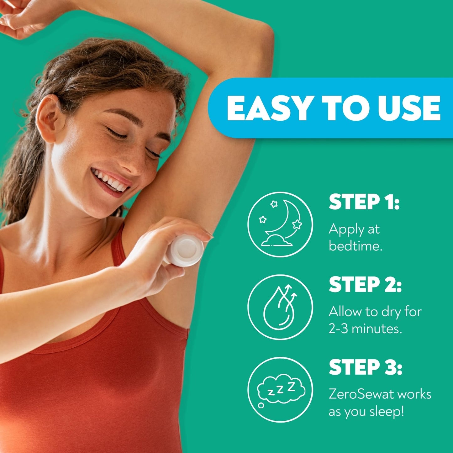 Authentic USA imported ZeroSweat clinical strength underarm wetness protection