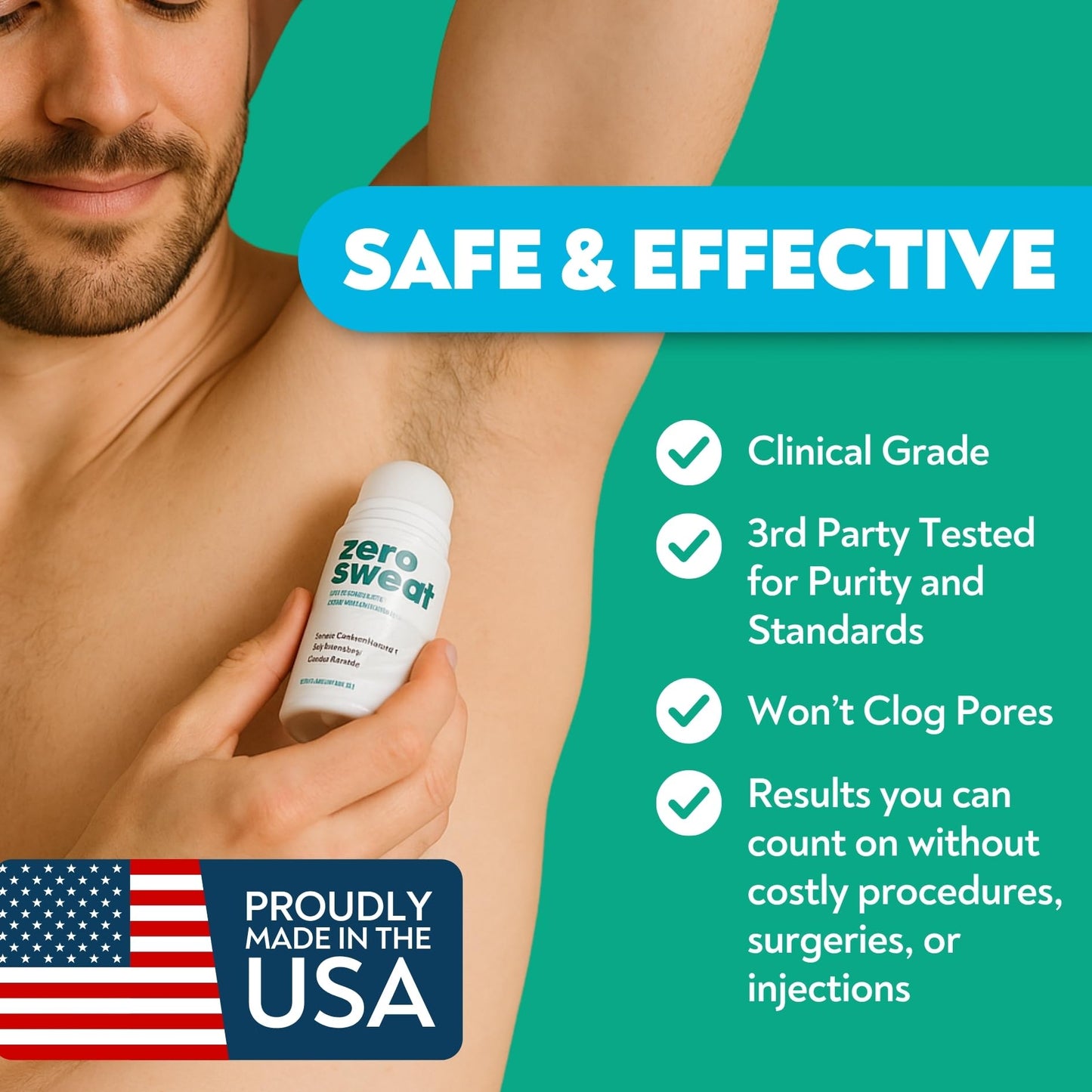 ZeroSweat hyperhidrosis roll on treatment for men and women
