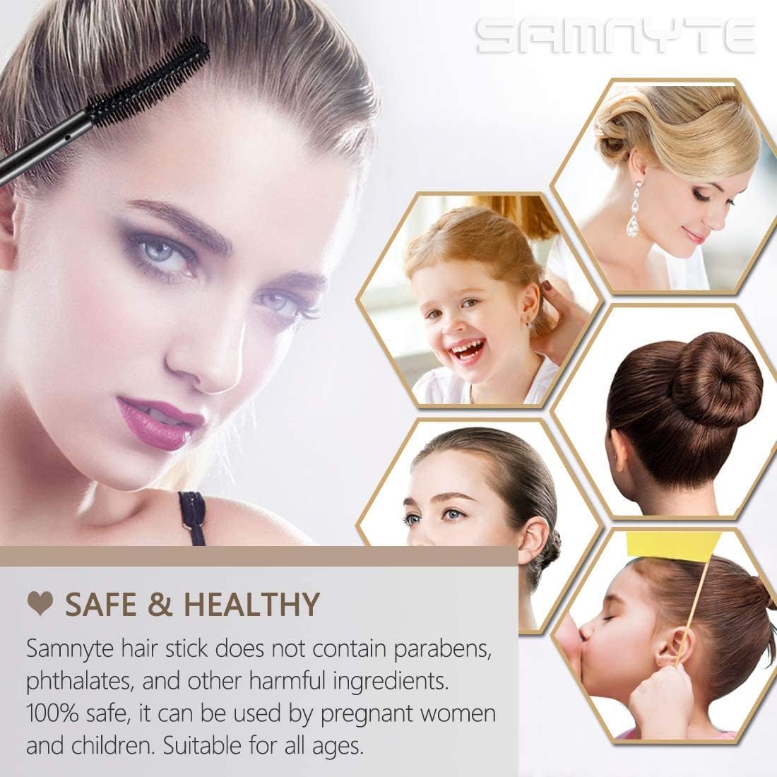 Clear hair styling gel stick formula being applied to smooth stray baby hairs